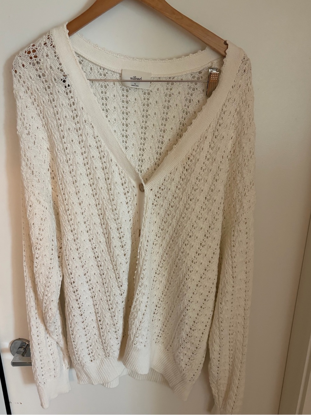 Wilfred Cream Openwork Button-Front Cardigan